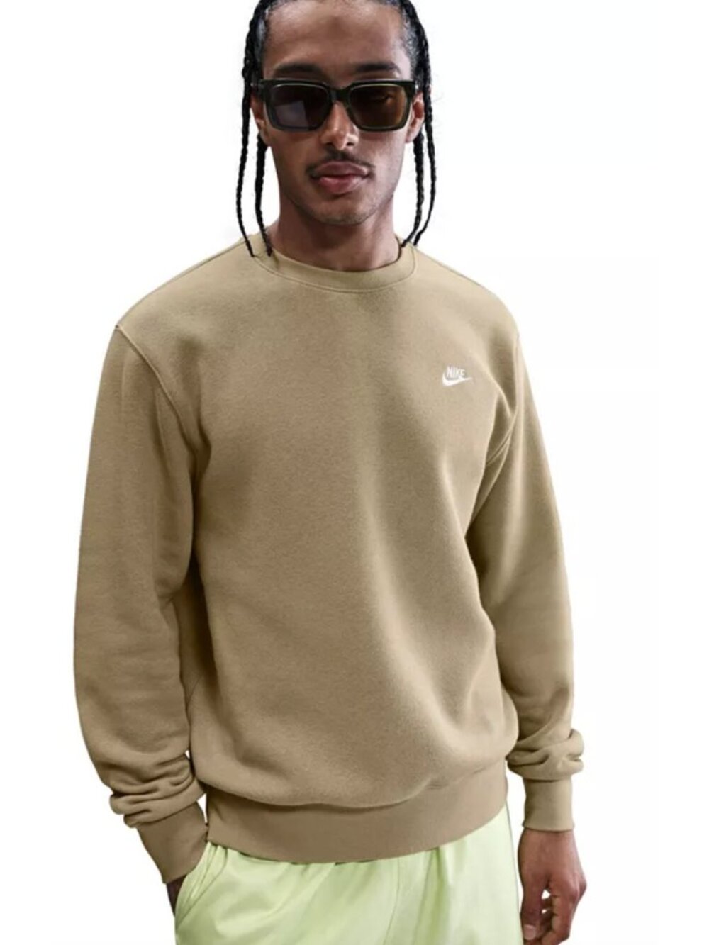 Nike Mens Sweatshirt Small Club Crew Parachute Beige Crewneck Logo FN3886-297